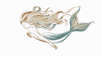 Vector illustration of a beautiful mermaid.