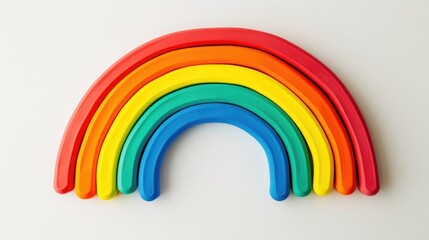 Rainbow shaped color sensory toy for children on a white background with copy space