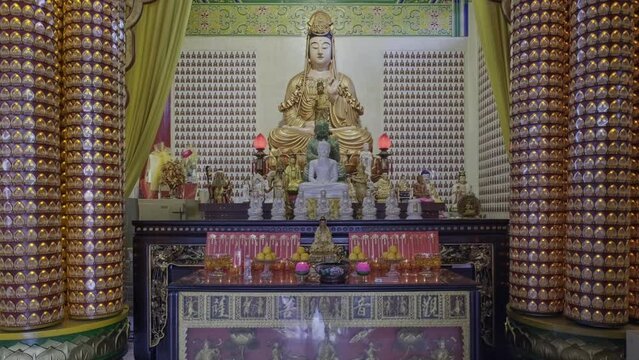 Thean Hou Temple in Kuala Lumpur, Malaysia is a six-tiered temple of Chinese sea goddess Mazu located on 1.67 acres of land atop Robson Heights