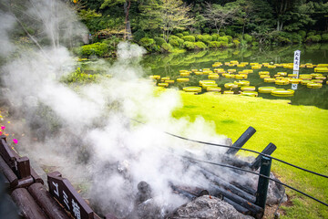 Obraz premium Umi Jigoku, 7 hells of beppu, jigoku, hot springs, kyushu, japan, sea hell, asia