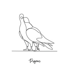 One continuous line drawing of Pigeon vector illustration. Poultry and bird animal themes in simple continuous line design concept. Poultry refer to domesticated birds raised for their meat, eggs.