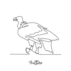 One continuous line drawing of Vulture vector illustration. Poultry and bird animal themes in simple continuous line design concept. Poultry refer to domesticated birds raised for their meat, eggs.