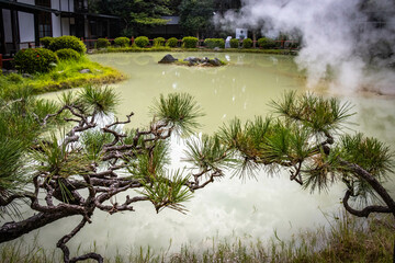 shiraike jigoku, 7 hells of beppu, jigoku, hot springs, kyushu, japan, white pond hell, asia