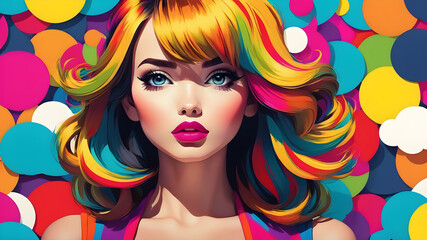 Fototapeta premium Modern Pop art Beautiful Girl background. Generative AI