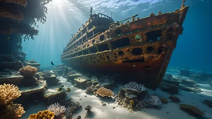 Keuken achterwand Schipbreuk ship wreck in the sea  © patpimon