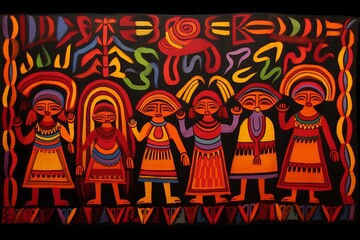 Obraz premium Exceptional and authentic MOLAS. Indian textile tapestry of Kuna women from Panama.