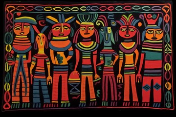 Obraz premium Exceptional and authentic MOLAS. Indian textile tapestry of Kuna women from Panama.