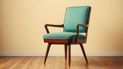 Retro chair on creamy background. Generative AI