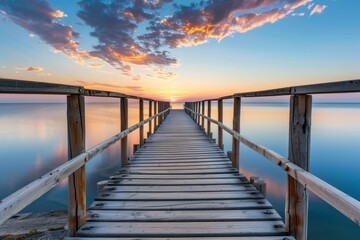 Fototapeta premium Danish city, Aarhus, Sunrise view of Infinite Bridge and Aarhus Bay