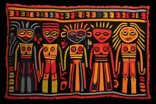 Exceptional and authentic MOLAS. Indian textile tapestry of Kuna women from Panama.