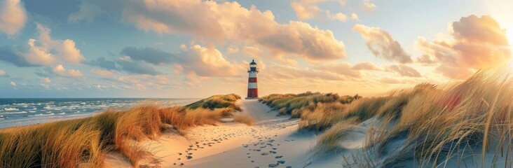 On Sylt, Schleswig-Holstein, Germany, a dune beach at sunset