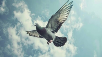 Fototapeta premium Pigeon in flight