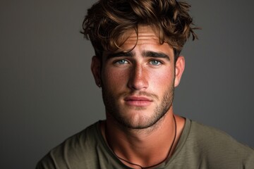 Fototapeta premium Portrait of a man with a full and bushy beard, suitable for use in editorial or commercial contexts