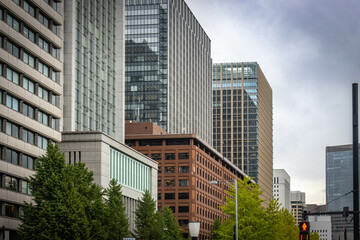 Obraz premium marunouchi buildings, skyline, skyscrapers, tokyo, japan, asia, chiyoda, tokyo station