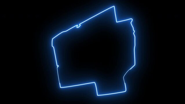 map of Brockton in Massachusetts with a blue glowing neon effect