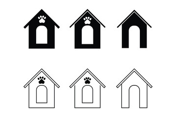 Vector illustration of dog cage icon in dark color and line