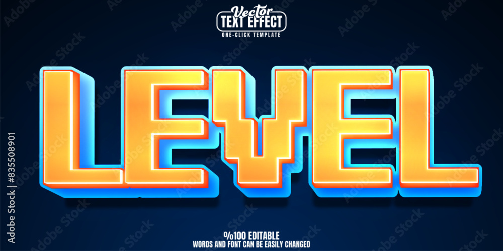 Poster level editable text effect, customizable arcade and pixel 3d font style