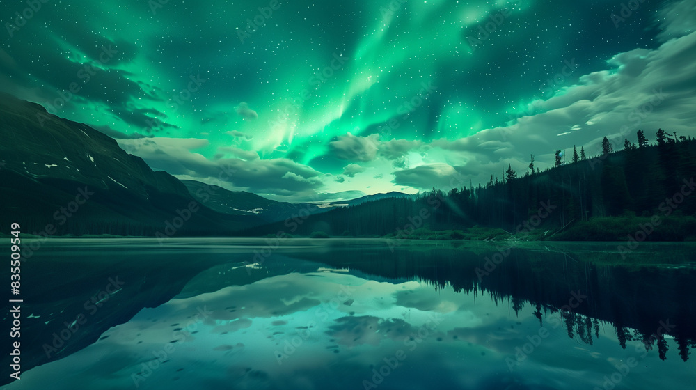 Wall mural aurora borealis northern or southern lights in the sky - Wall murals