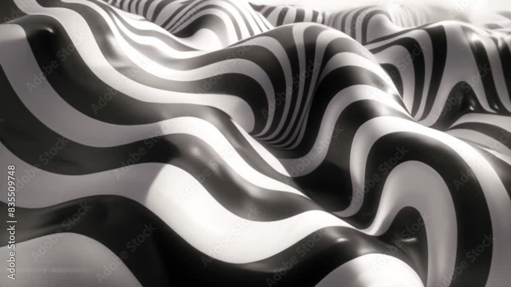 Aufkleber black and white abstract artwork featuring intricate wavy lines creating a visually dynamic composit