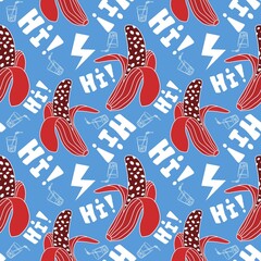 Abstract cartoon summer fruit seamless banana pattern for wrapping paper