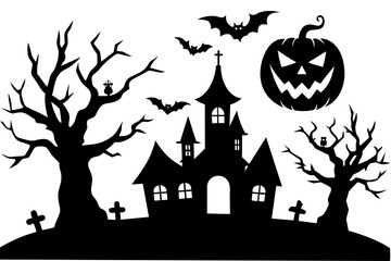 happy halloween silhouette vector illustration