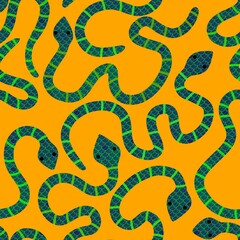 Fototapeta premium Cartoon animals seamless snake pattern for wrapping and kids new 2025 year