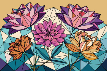 flowers line art vector illustration 