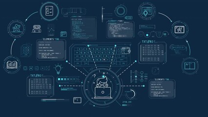 Infographics about AI-based education in animated schema.