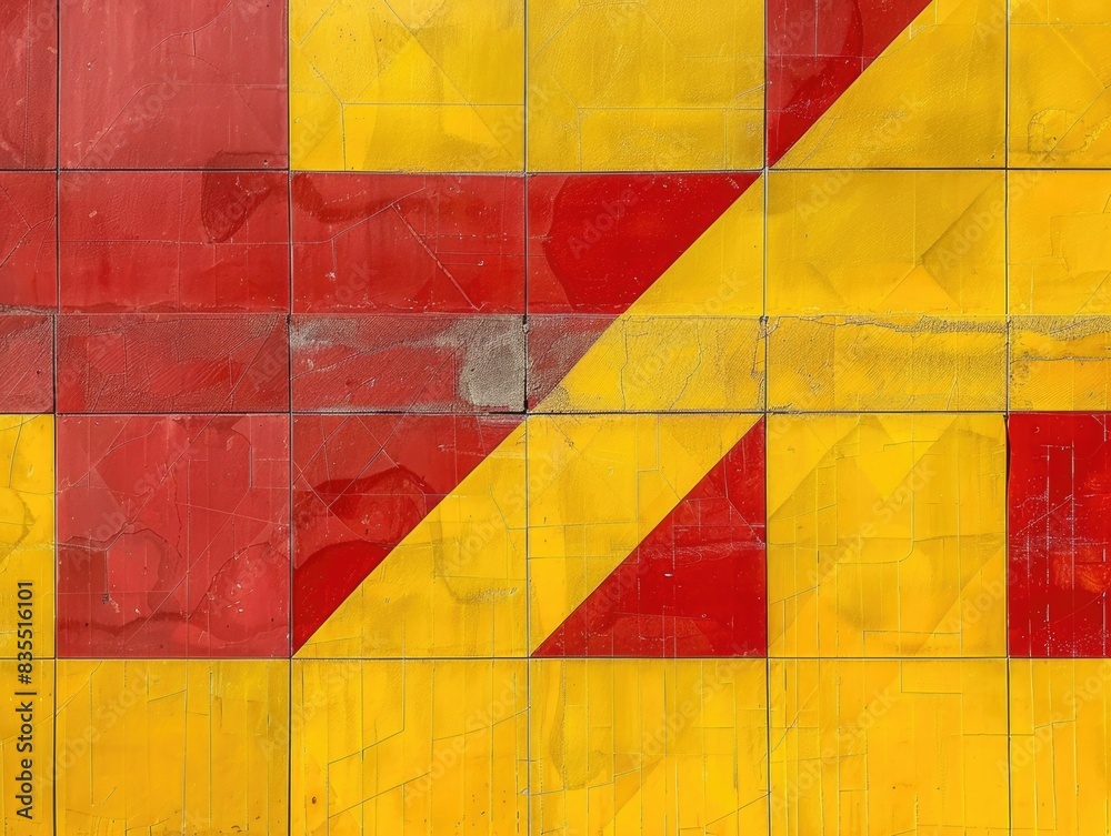 Canvas Prints yellow and red tile wall