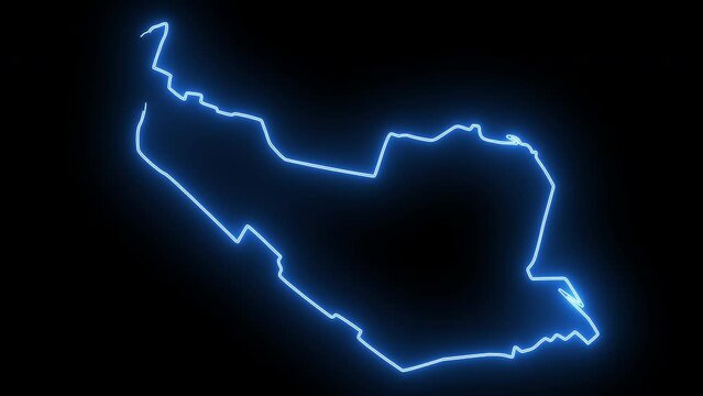 map of Somerville in Massachusetts with a blue glowing neon effect