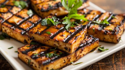 Perfectly Grilled Marinated Tofu with Charred Grill Marks