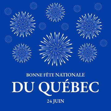 Happy Quebec Day typography poster in French. Canadian National holiday Saint Jean Baptist Day on June 24. Vector template for banner, greeting card, flyer, sticker, etc.