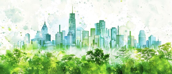 Obraz premium Green cities A visionary image of cities embracing sustainable practices such as green roofs