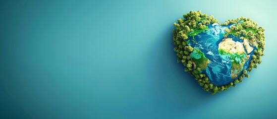 Heartshaped Earth A whimsical portrayal of the Earth in the shape of a heart, symbolizing love and care for our planet, perfect for Earth Daythemed designs