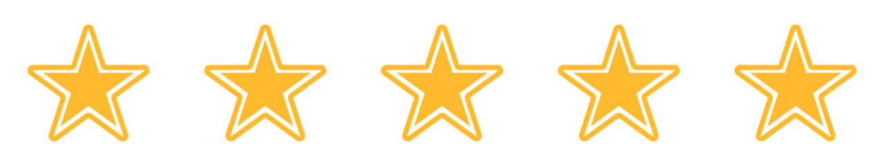 Gold star icon. Vector isolated five stars with rim. Customer feedback concept. Vector 5 star rating review.