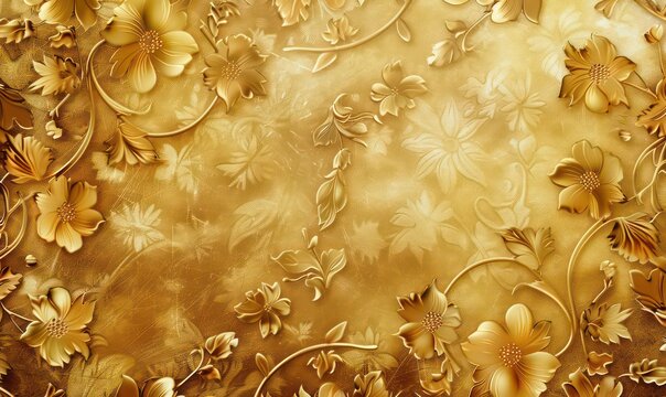 Luxurious and elegant gold floral wallpaper design