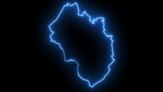 map of Burnsville in Minnesota with a blue glowing neon effect