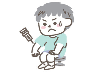 注射をする男の子のイラスト