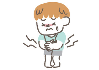 お腹が痛い男の子のイラスト
