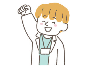 ファイトと言っている医者のイラスト