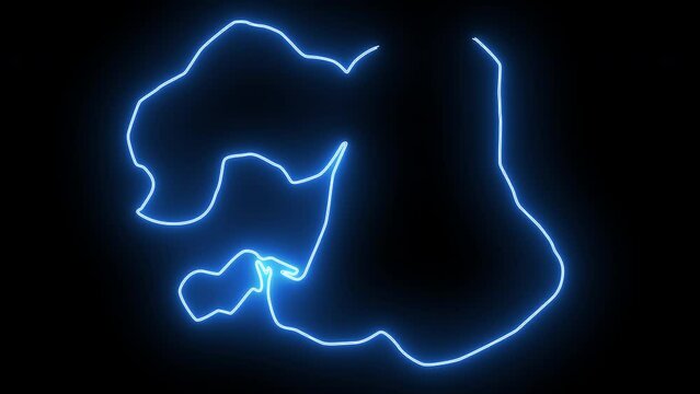 map of Detroit Lakes in Minnesota with a blue glowing neon effect