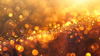Abstract background with particle and bokeh effects, using warm hues such as gold, yellow, and...