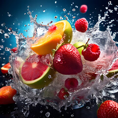 fruit in splash water