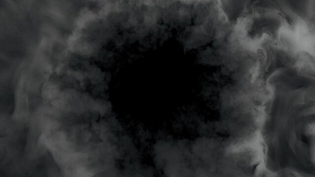 Slow Motion Shot of Abstract Smoke Background with Round Copy Space.