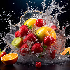 fruit splash in water