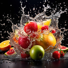 fruit in splash