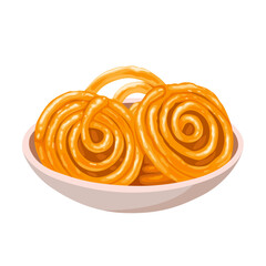 Vector illustration of Jalebi, a popular sweet snack in India, isolated on white background.