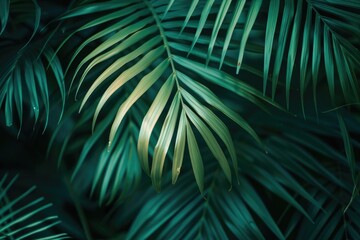 Green palm leaf close-up