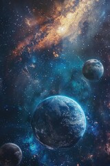 Obraz premium Space Scene with Planets and Stars