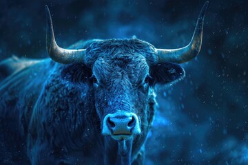 Bull in snowy environment